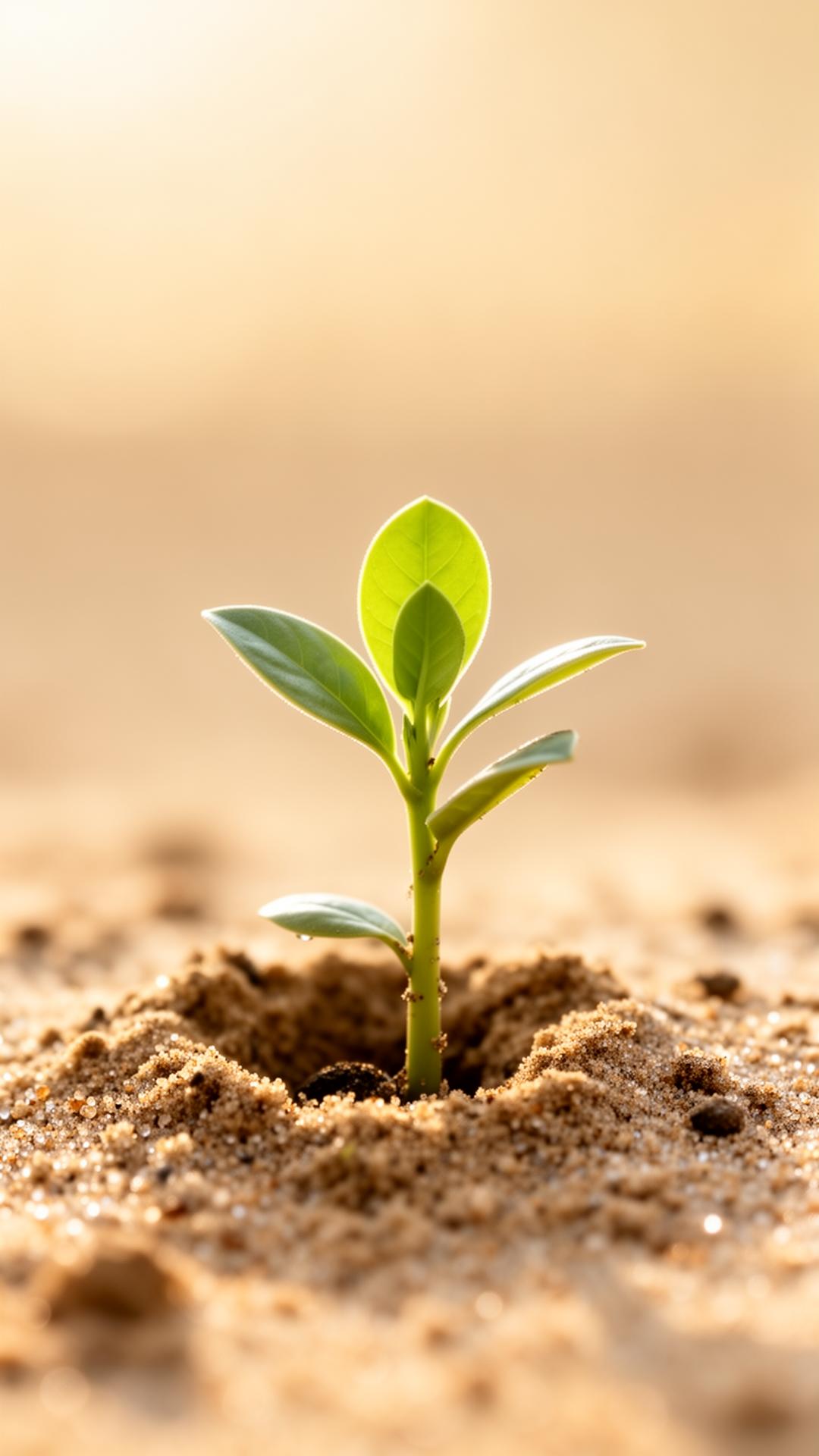 Junger Spross im Sand
